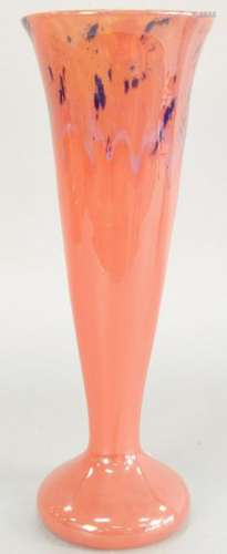 Schneider art glass vase, large red and blue trumpet