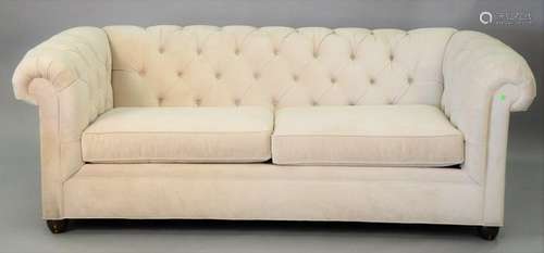 Pottery Barn tuxedo style sofa, ht. 32 in., wd. 86 in.