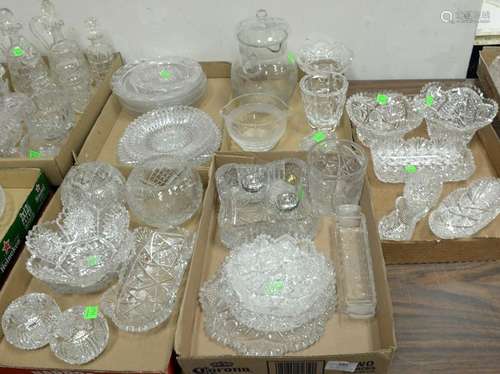 Five tray lots, of cut glass, crystal and glass to