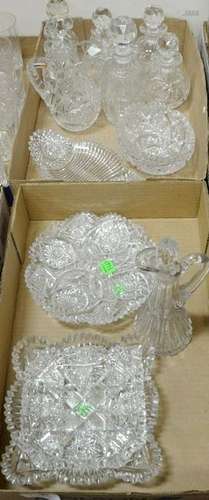 Two tray lots of cut glass, to include three pairs of