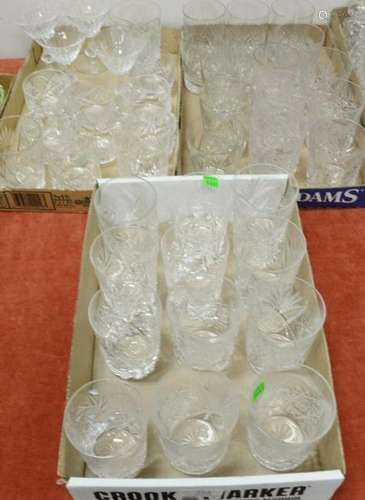 Three tray lot Group of cut glass, to include cups,