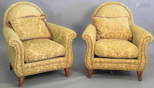 Pair of Swaim upholstered chairs, ht. 37 in., wd. 36in.