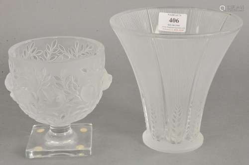 Pair of Two Rene Lalique Frosted Glass Vases, 