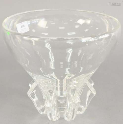 Large Steuben crystal punch bowl, on molded footed