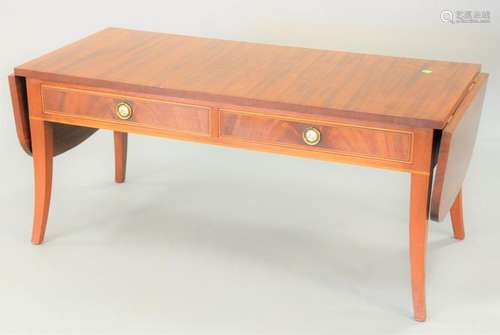 Margolis mahogany drop leaf coffee table, with drawers,