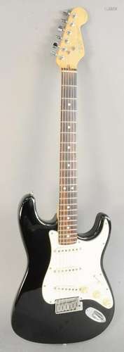 Fender Stratocaster electric guitar, black and white in