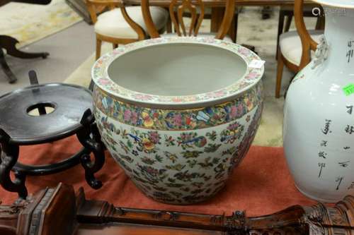 Four piece lot to include Chinese planter on stand,