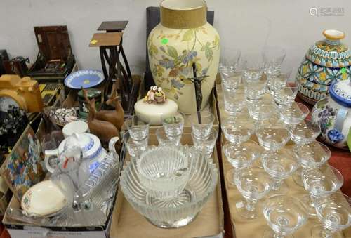 Six tray lots of glass and china, to include Val Saint