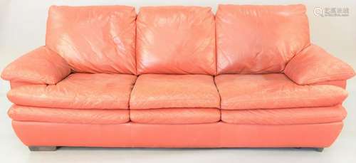 Leather sofa and ottoman, length 90 in.