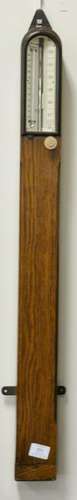 Victorian oak stick barometer by J. Casartelli & Son,