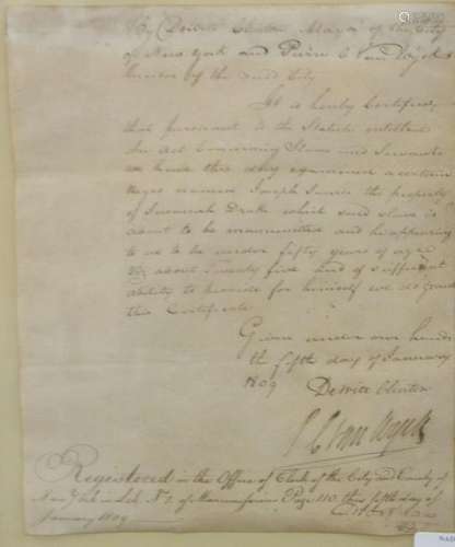 Deed of Manumission, manuscript document signed 