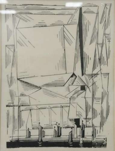 Lyonel Feininger (1871-1956), wood cut on Japan paper,