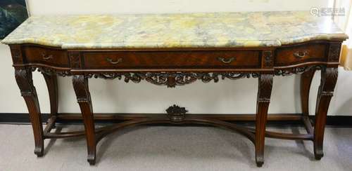 Marble top sideboard, with drawers and carved legs, ht.