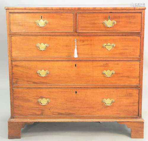 George III mahogany two over three drawer chest, ht.,