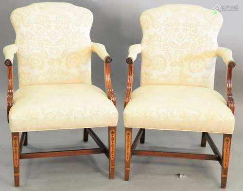 Pair of Federal Style arm chairs, with inlaid front