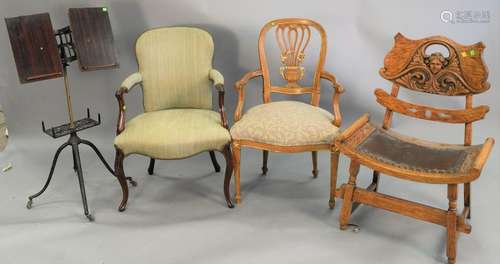 Four piece group, to include a pair of slipper chairs