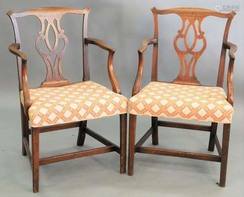 Pair of George IV mahogany arm chairs, 18th century,