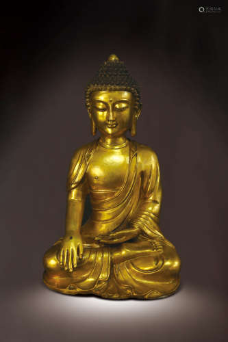 明  銅鎏金釋迦摩尼佛坐像