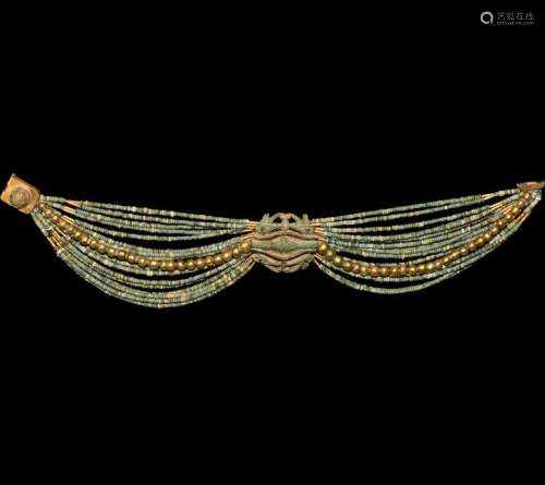 Egyptian Bead Necklace with Eye of Horus Pendant