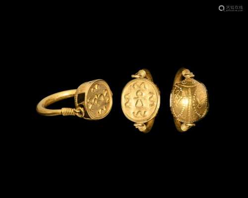 Phoenician Gold Swivel Ring with Scarab