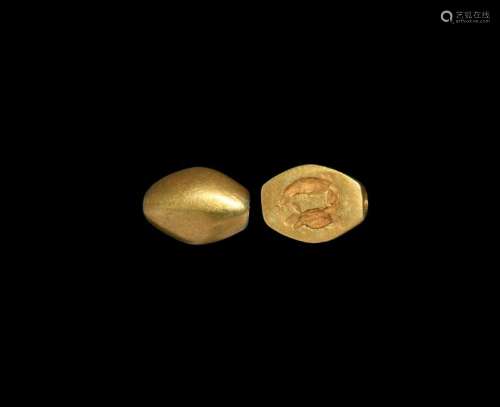Phoenician Gold Scaraboid with Two Fish