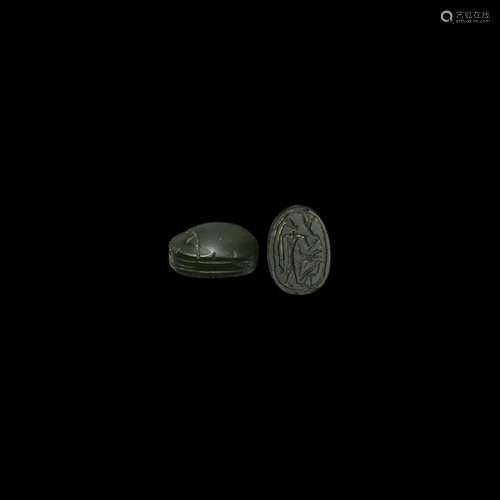 Phoenician Black Jasper Scarab with Priest