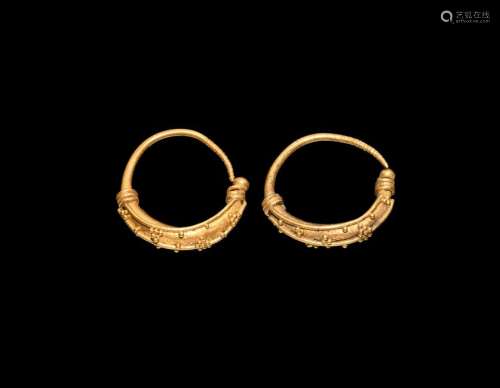 Greek Gold Earring Pair