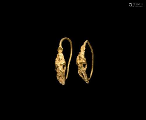 Greek Gold Eros Earring Pair