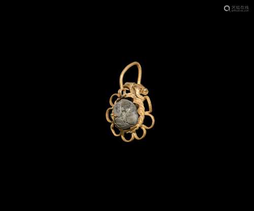 Roman Gold Earring with Cabochon