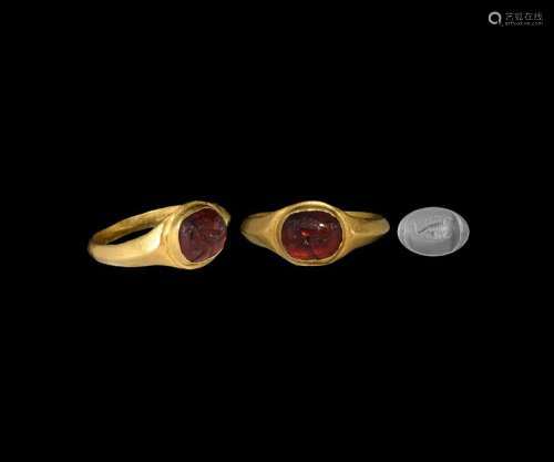 Roman Gold Ring with Scorpion Gemstone