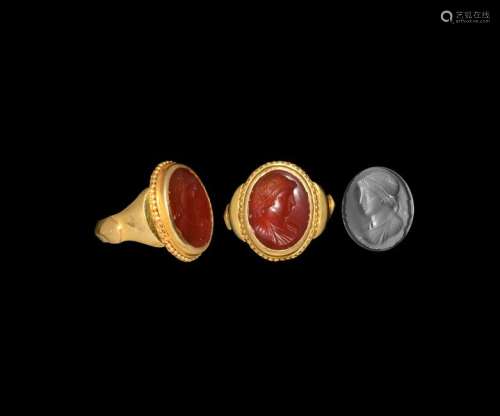 Roman Apollo Gemstone in Gold Ring