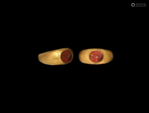 Roman Dolphin Intaglio in Gold Ring