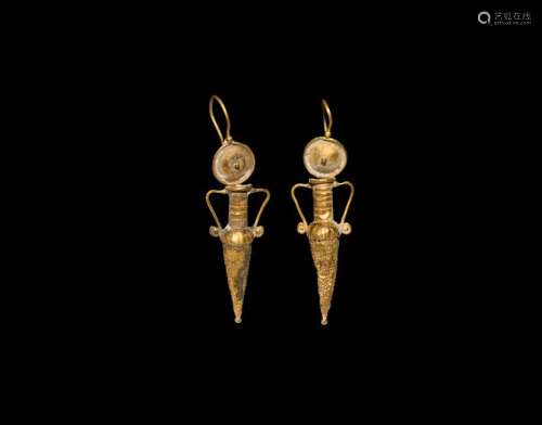 Roman Gold Amphora Earring Pair