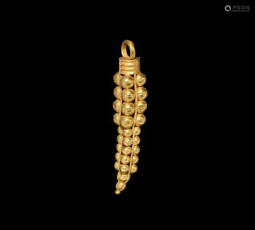 Large Roman Gold Horn-Shaped Pendant