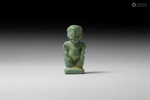 Egyptian Blue Glazed Pataikos Amulet