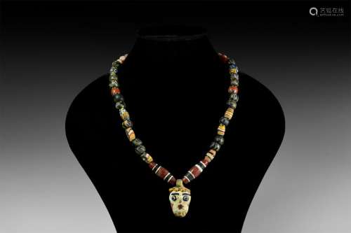 Phoenician Glass Pendant and Bead Necklace String