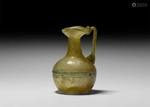 Roman Green Glass Jug with Trail