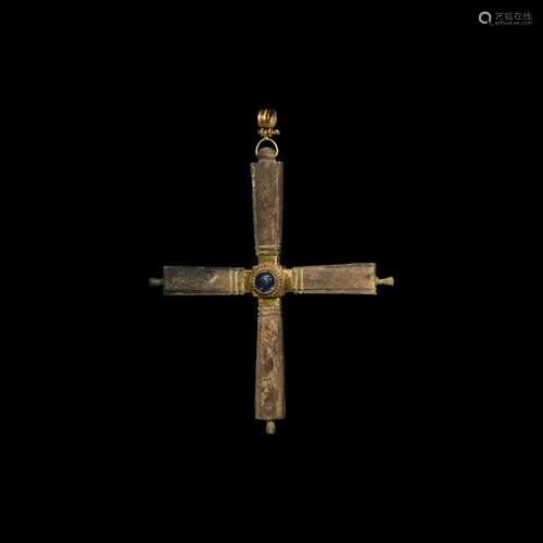 Byzantine Gold and Bone Cross Pendant