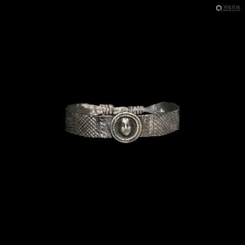 Hellenistic Silver Bracelet with Helmet