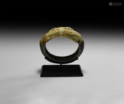 Eastern Hellenistic Silver and Shell Bracelet