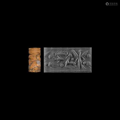 Western Asiatic Cylinder Seal with Beasts