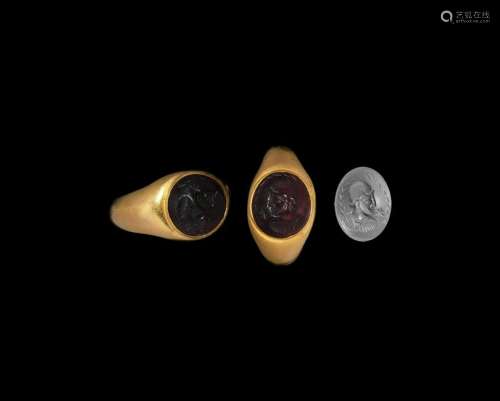 Sassanian Ring with Portrait Gemstone