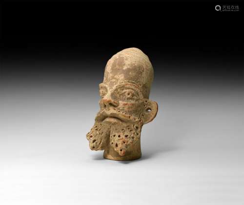 Western Asiatic Sogdian Head of a Bearded Man