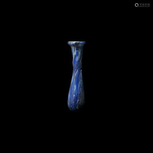 Roman Marbled Blue Glass Bottle