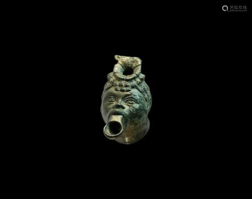 Roman African Head Oil Lamp