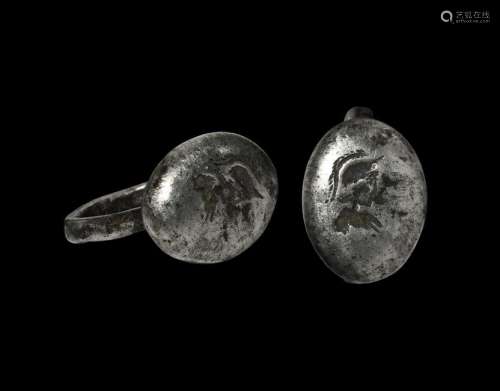 Roman Silver Ring with Bust of Minerva