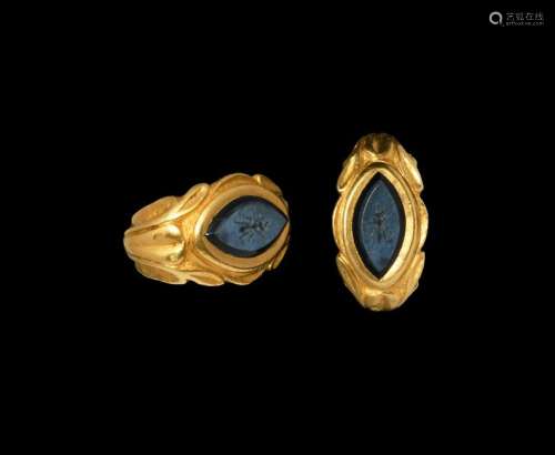 Roman Gold Ring with Ant Intaglio