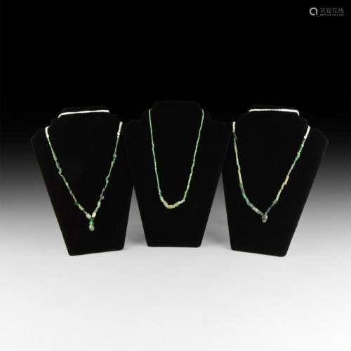 Roman Green Glass / Other Bead Necklace Group