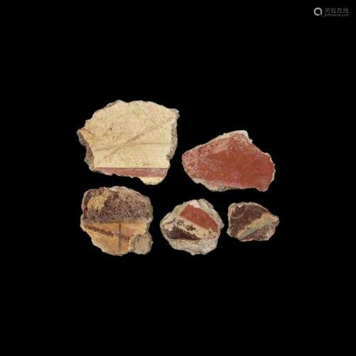 Roman Polychrome Fresco Fragment Group