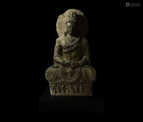 Very Large Gandharan Schist Meditating Buddha